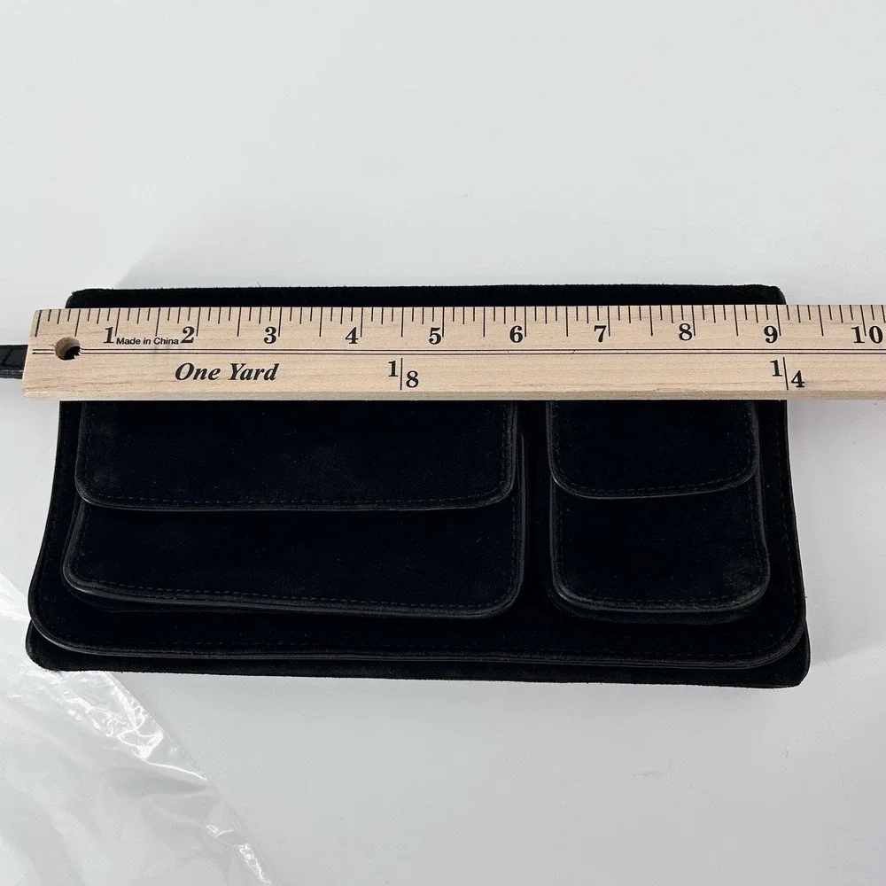 Banana Republic Y2K Minimalist Utility Suede Black Clutch Wristlet Pockets Pouch
